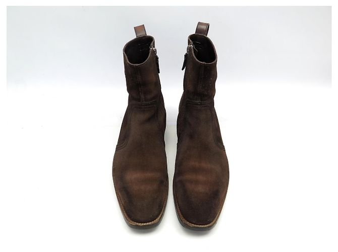 SCARPE BERLUTI BOOTIES 9.5 43.5 CAMOSCIO & PELLE MARRONE - vista 8