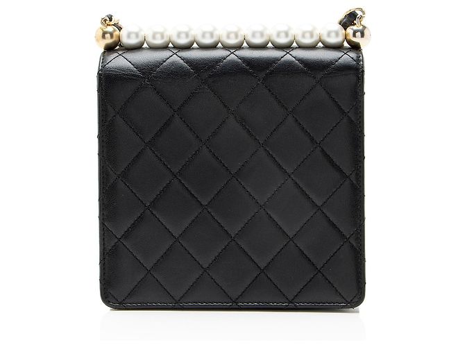 Gabrielle Borsa a tracolla verticale piccola in pelle di agnello chic con perle Chanel Nero - vista 3