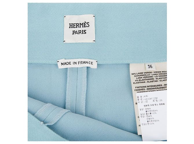 Pantalones anchos Hermès azul cielo lana - vista 6