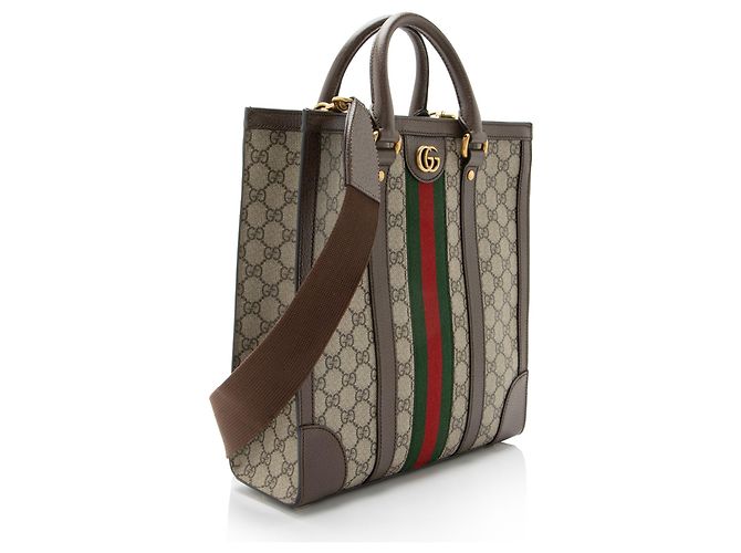 Borsa Tote Verticale Ophidia GG Supreme di Gucci Marrone Beige - vista 2