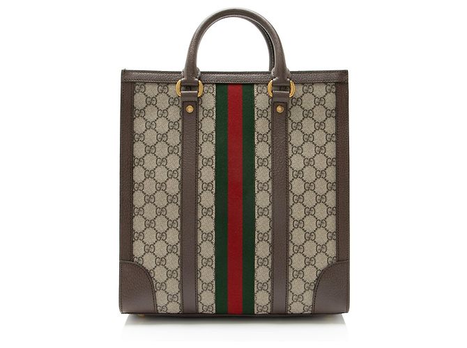 Borsa Tote Verticale Ophidia GG Supreme di Gucci Marrone Beige - vista 3
