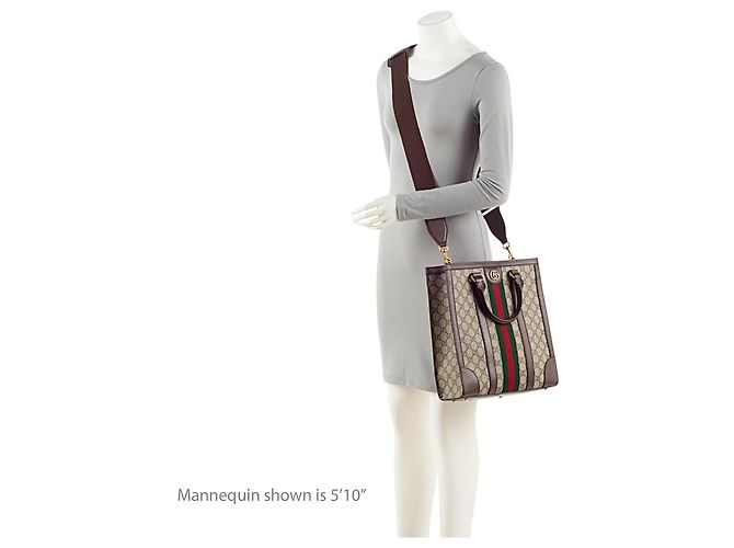 Borsa Tote Verticale Ophidia GG Supreme di Gucci Marrone Beige - vista 5