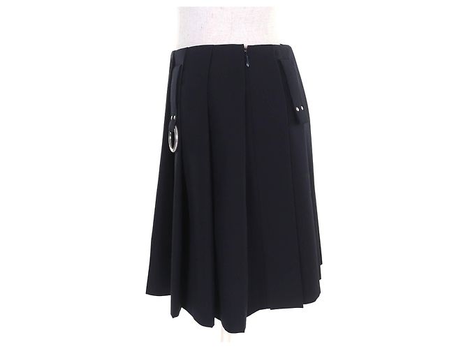 Prada Falda plisada de gabardina de lana Azul Azul marino - vista 2