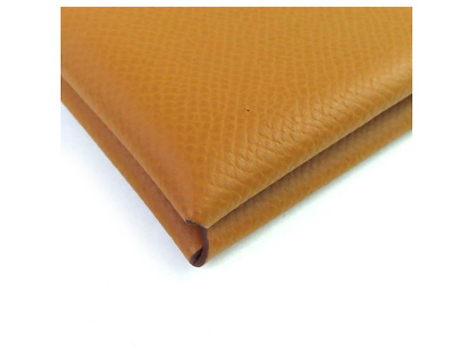 Tarjetero de cuero Epsom Calvi de Hermès Dorado - vista 5