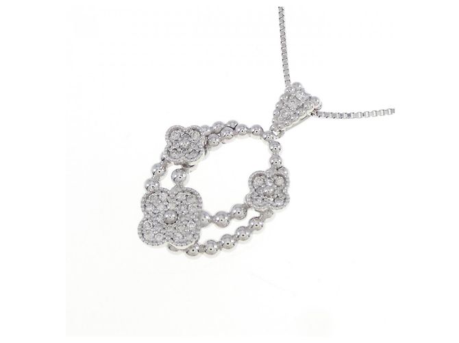 Autre Marque Collana in diamante in oro bianco Au750 a forma di fiore Argento - vista 3