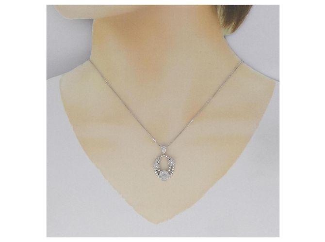 Autre Marque Collana in diamante in oro bianco Au750 a forma di fiore Argento - vista 6