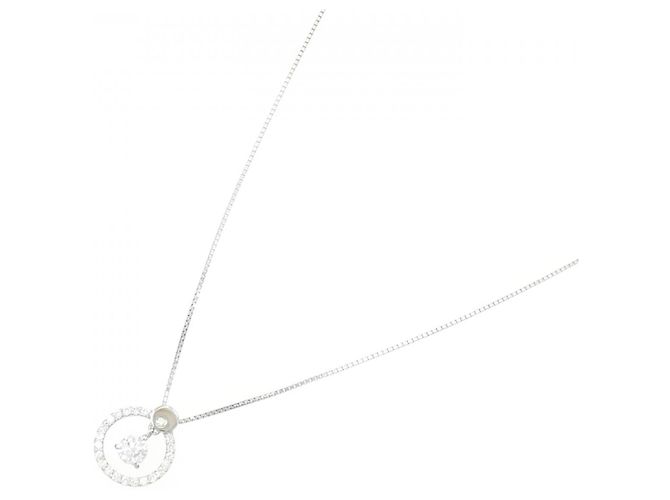 Autre Marque Platin-Diamant-Halskette Silber - Ansicht 2