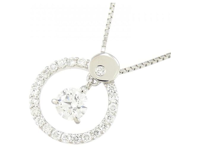 Autre Marque Platin-Diamant-Halskette Silber - Ansicht 3
