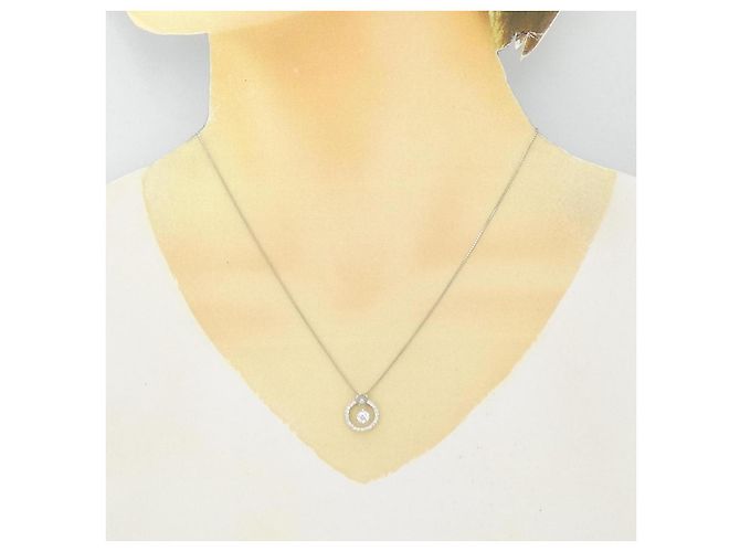 Autre Marque Platin-Diamant-Halskette Silber - Ansicht 6