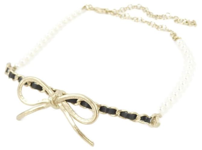 Classique Collier en cuir avec perles de fausse perle AB8496 de Chanel Noir - vue 2