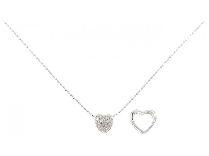 Autre Marque Collana in diamante a forma di cuore 2 vie Au750 Argento - vista 7