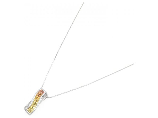 Autre Marque Au750 Saphir-Diamant-Halskette Silber - Ansicht 2
