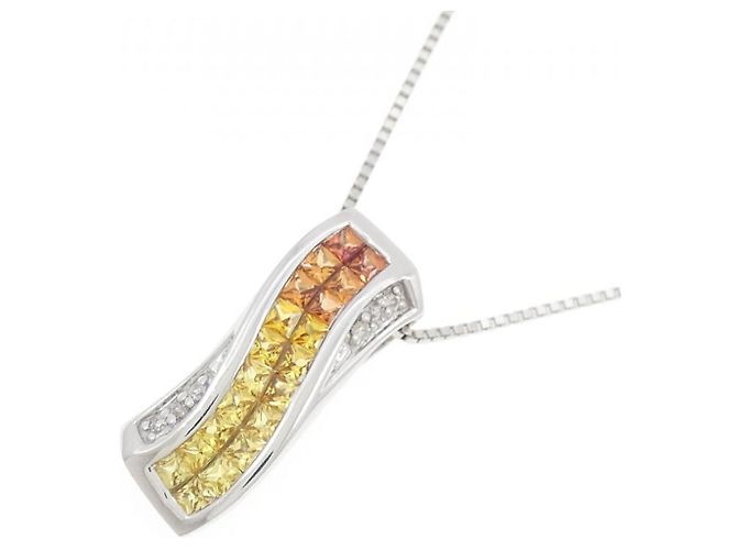 Autre Marque Au750 Saphir-Diamant-Halskette Silber - Ansicht 3