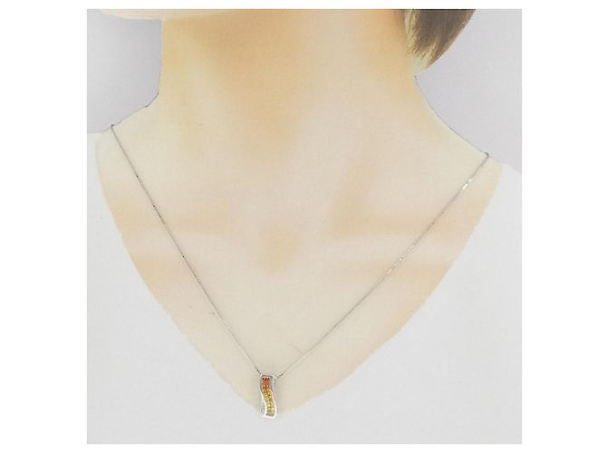 Autre Marque Au750 Saphir-Diamant-Halskette Silber - Ansicht 6