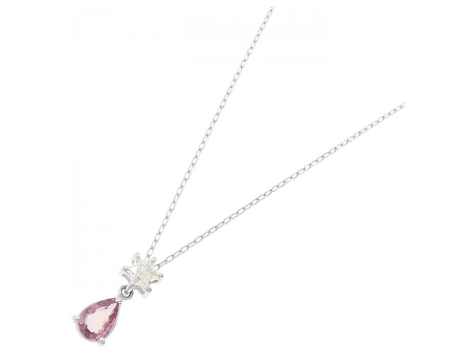 Autre Marque Platin-Saphir-Diamant-Halskette Silber - Ansicht 2