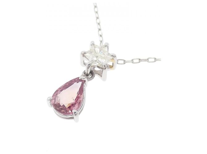 Autre Marque Platin-Saphir-Diamant-Halskette Silber - Ansicht 3
