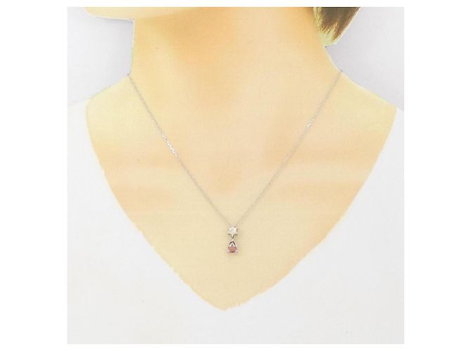 Autre Marque Platin-Saphir-Diamant-Halskette Silber - Ansicht 6