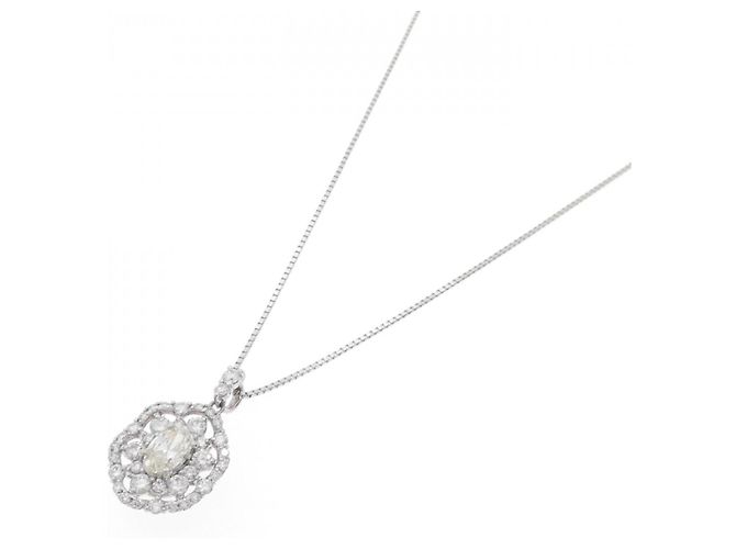 Autre Marque Platin-Diamant-Halskette Silber - Ansicht 2