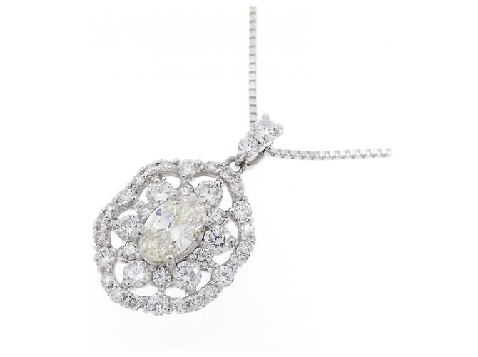 Autre Marque Platin-Diamant-Halskette Silber - Ansicht 3
