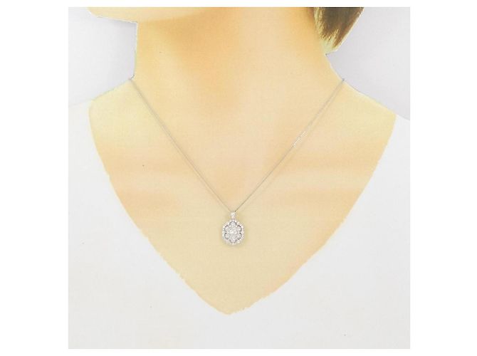 Autre Marque Platin-Diamant-Halskette Silber - Ansicht 6