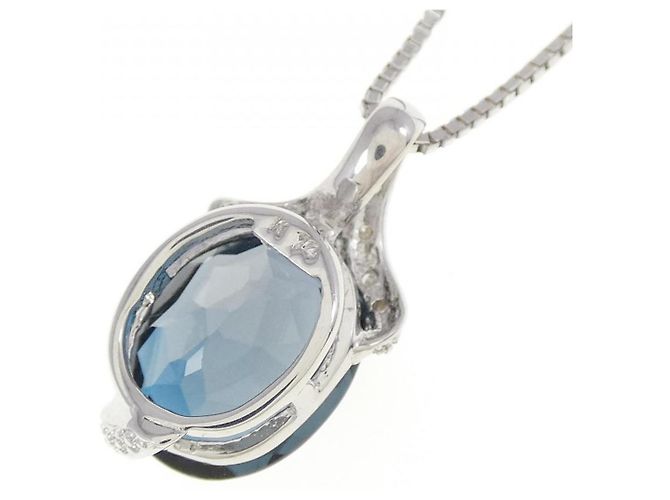 Autre Marque Collana in Topazio Blu e Diamanti Au585 Au750 Argento - vista 4