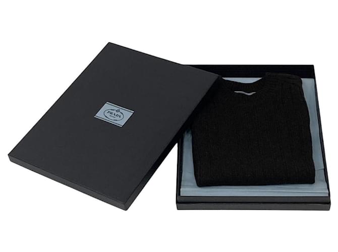 Chaleco de lana virgen de punto con logo triangular de Prada Castaño - vista 10