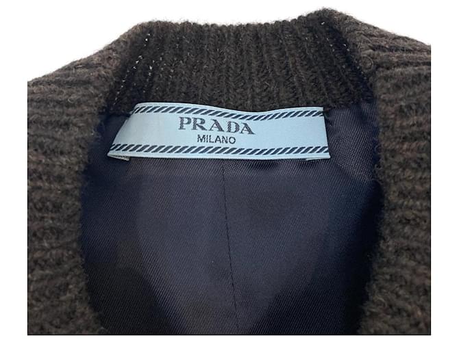 Chaleco de lana virgen de punto con logo triangular de Prada Castaño - vista 5