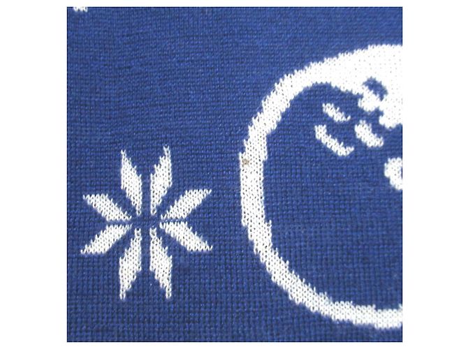 Autre Marque Russeluno Skull Nordic Strickpullover Blau Marineblau - Ansicht 4
