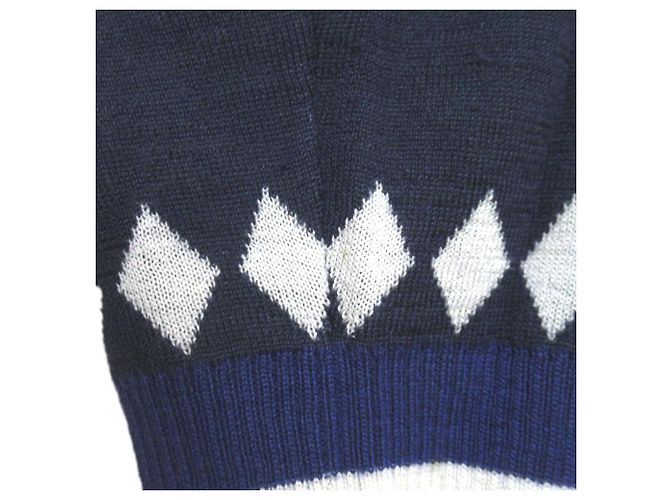Autre Marque Russeluno Skull Nordic Strickpullover Blau Marineblau - Ansicht 5