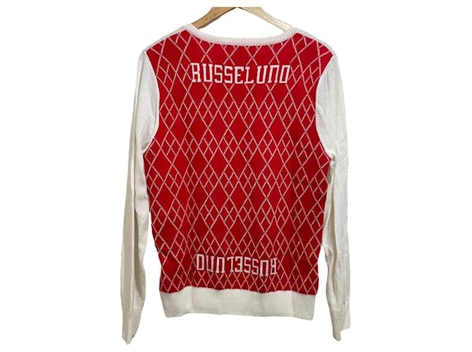 Autre Marque Russeluno Golf Strickpullover Weiß Rot - Ansicht 2