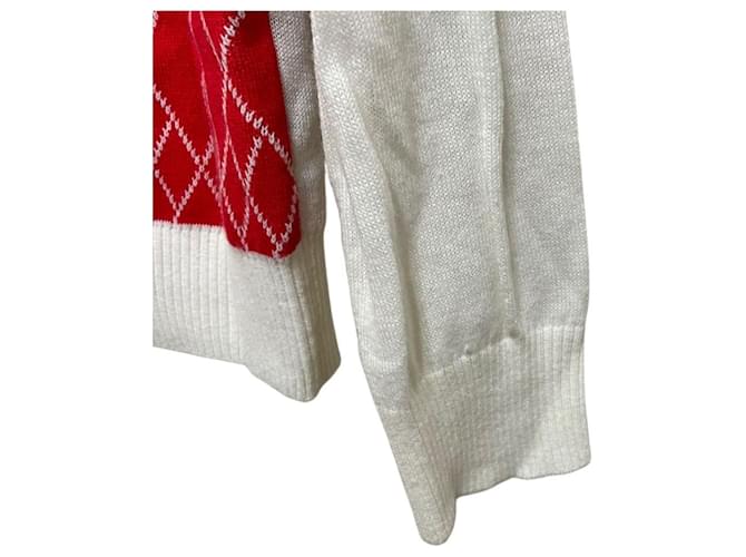 Autre Marque Russeluno Golf Strickpullover Weiß Rot - Ansicht 3