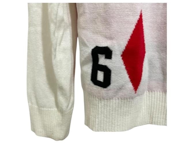 Autre Marque Russeluno Golf Strickpullover Weiß Rot - Ansicht 4