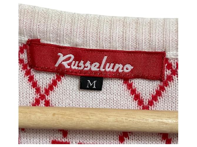 Autre Marque Russeluno Golf Strickpullover Weiß Rot - Ansicht 6
