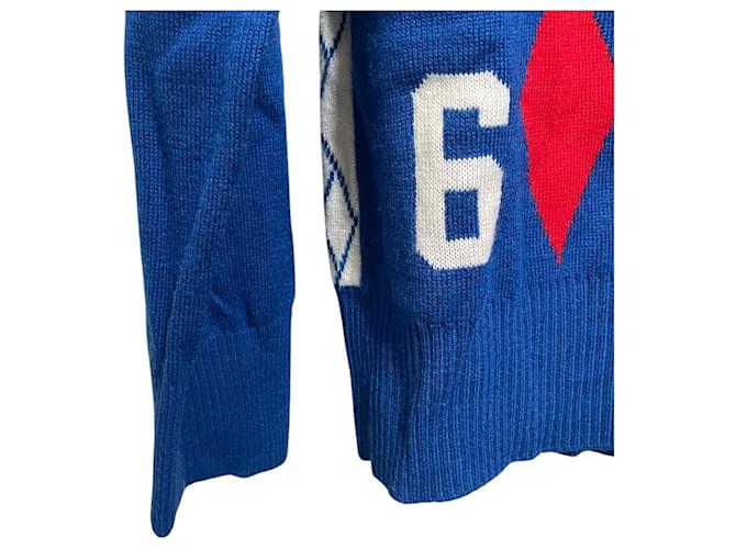 Autre Marque Russeluno Strick Golfpullover Rot Blau - Ansicht 5
