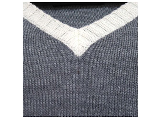 Autre Marque CIDAM Nylon Strickpullover von Russeluno Braun Weiß Khaki - Ansicht 3
