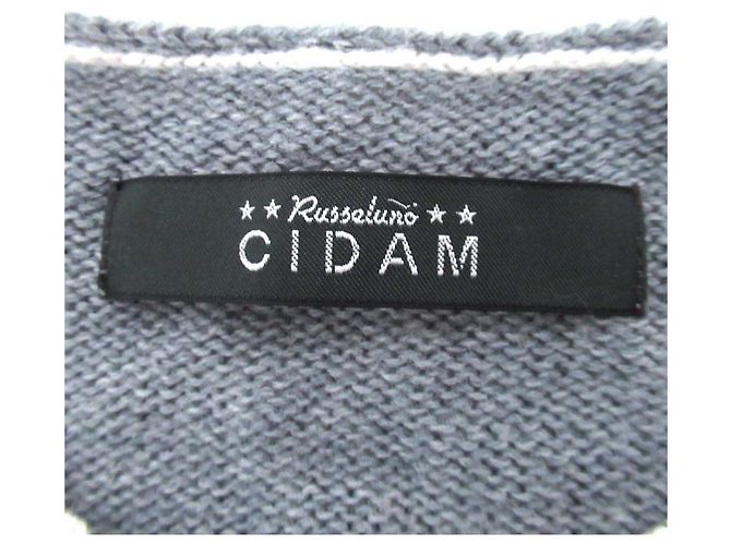 Autre Marque CIDAM Nylon Strickpullover von Russeluno Braun Weiß Khaki - Ansicht 6