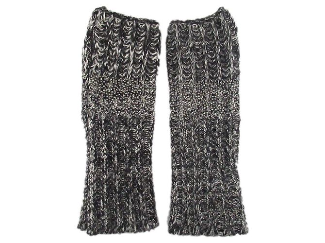 Chanel Linea Pietra Seta Cashmere Scaldabraccia Marrone Nero - vista 2