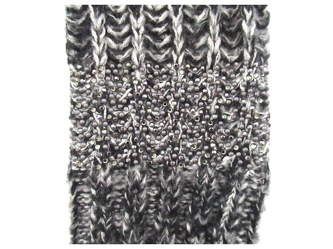 Chanel Linea Pietra Seta Cashmere Scaldabraccia Marrone Nero - vista 3