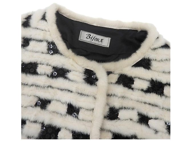 Autre Marque Giacca in Mink con Perle Nero Bianco - vista 3