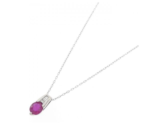Autre Marque Collar de Rubí y Diamante Pt900 Pt850 Roja - vista 2