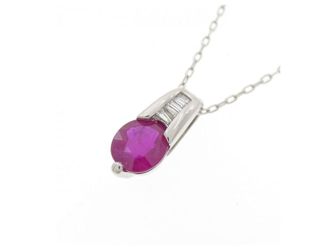 Autre Marque Collar de Rubí y Diamante Pt900 Pt850 Roja - vista 3