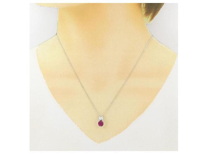 Autre Marque Collar de Rubí y Diamante Pt900 Pt850 Roja - vista 6