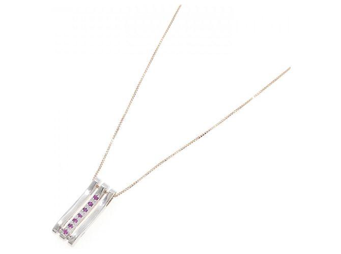 Autre Marque Collana in oro rosa Au750, oro bianco, rubino e diamanti D'oro - vista 2