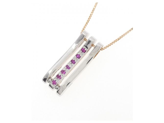 Autre Marque Collana in oro rosa Au750, oro bianco, rubino e diamanti D'oro - vista 3