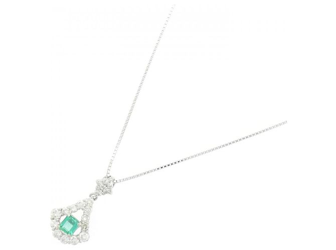Autre Marque Collana in diamante smeraldo Pt900 Pt850 Verde - vista 2