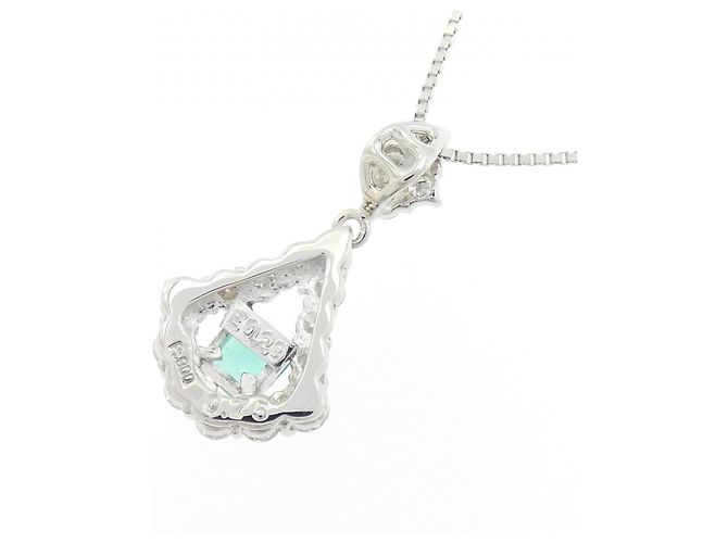 Autre Marque Collana in diamante smeraldo Pt900 Pt850 Verde - vista 4
