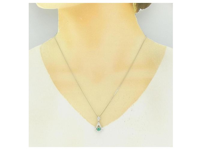 Autre Marque Collana in diamante smeraldo Pt900 Pt850 Verde - vista 6