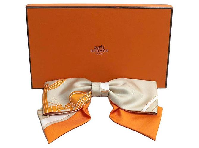 Hermès Barrette in seta Hermes Grenelle GM Beige - vista 6