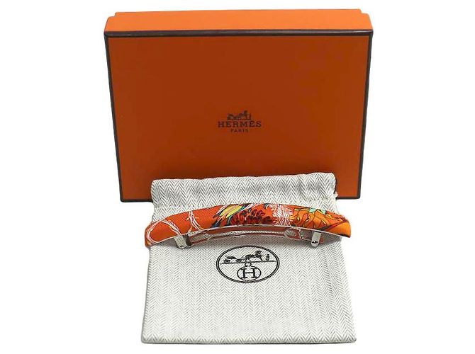 Grampo de seda Eclipse GM da Hermès Laranja - vista 6