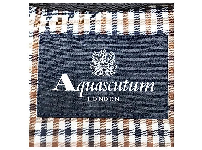 Autre Marque Trench coat de algodón, poliéster y lana Aquascutum Castaño Gris antracita - vista 11